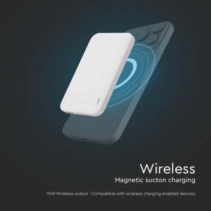 Магнитна захранваща банка с безжично зареждане Power Delivery 10 000mAh/20W/3,7V бял