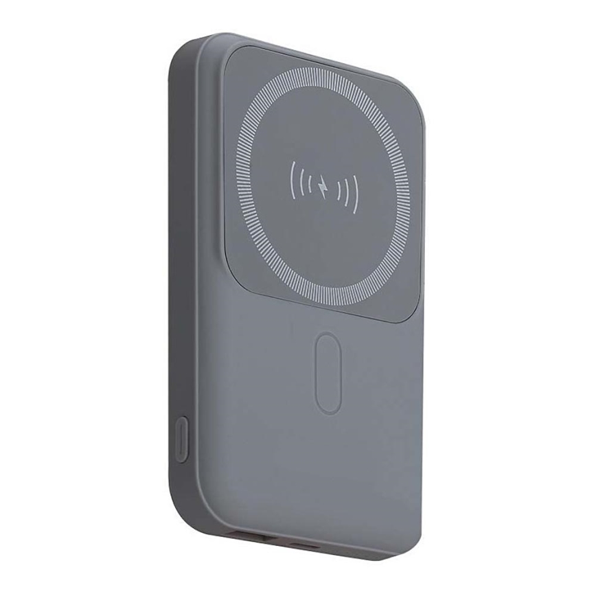 Магнитна захранваща банка с безжично зареждане Power Delivery 10 000mAh/20W/3,7V сив