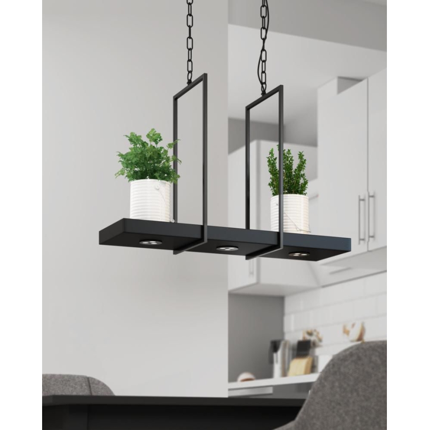 Markslöjd 105780 - LED Димируем Полилей на верижка TRAY 3xLED/3W/230V черна