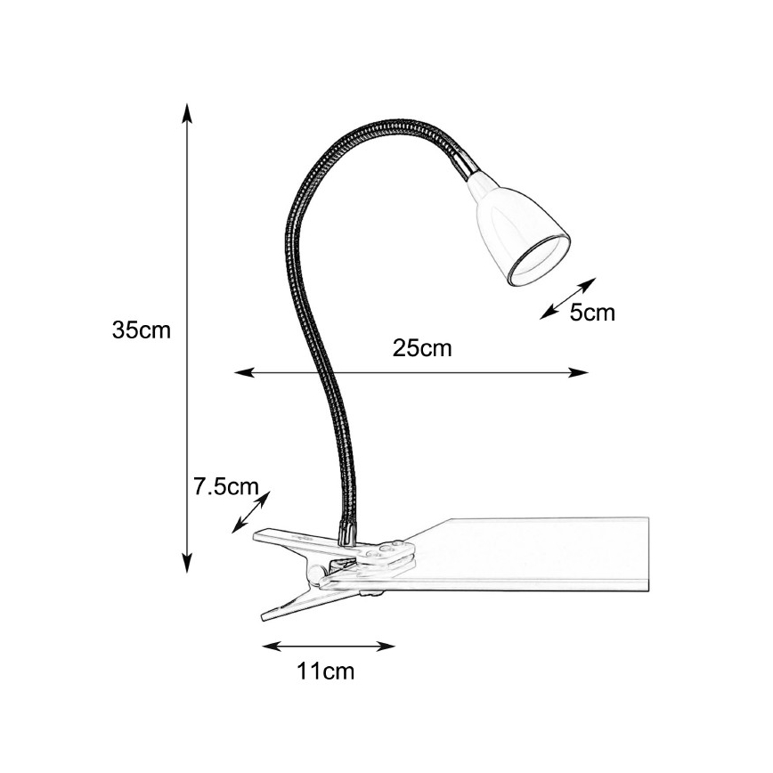 Markslöjd 106092 - LED Настолна лампа с щипка TULIP LED/3W/230V черна