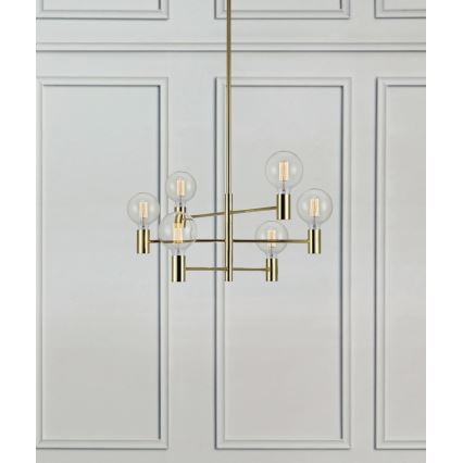 Markslöjd 106418 - Полилей на пръчка CAPITAL 6xE27/60W/230V месинг