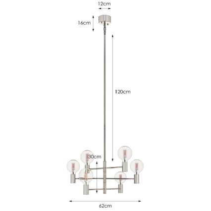 Markslöjd 106418 - Полилей на пръчка CAPITAL 6xE27/60W/230V месинг