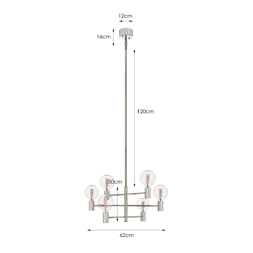 Markslöjd 106418 - Полилей на пръчка CAPITAL 6xE27/60W/230V месинг