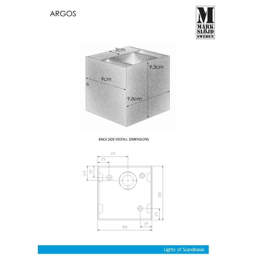 Markslöjd 106521 - LED Екстериорна лампа ARGOS LED/4W/230V IP44 сива