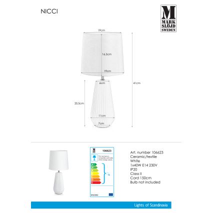 Markslöjd 106623 - Настолна лампа NICCI 1xE14/40W/230V