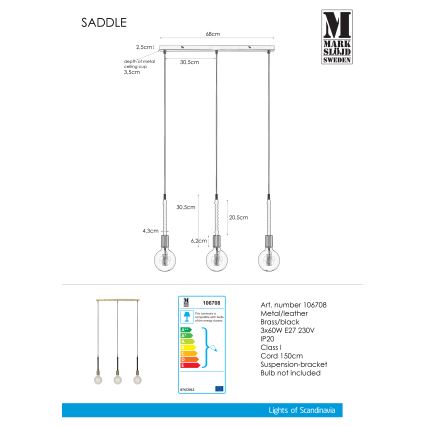 Markslöjd 106708 - Полилей на верижка SEDLO 3xE27/60W/230V
