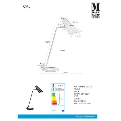 Markslöjd 106781 - Настолна лампа CAL 1xE14/40W/230V
