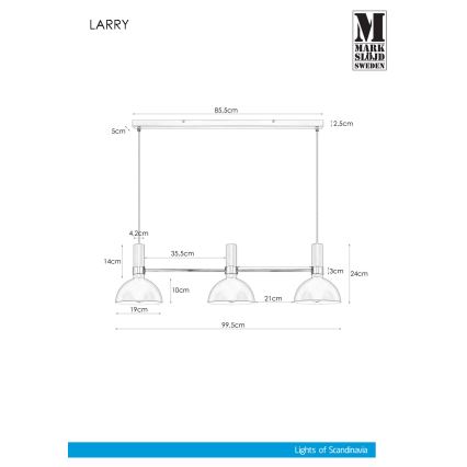 Markslöjd 106855 - Висящ полилей LARRY 3xE27/60W/230V