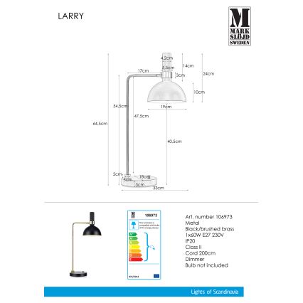 Markslöjd 106973 - Димируема Настолна лампа LARRY 1xE27/60W/230V