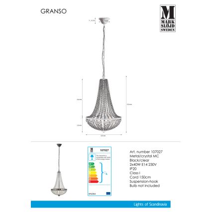 Markslöjd 107027 - Кристален полилей на верига GRÄNSÖ 2xE14/40W/230V