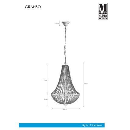 Markslöjd 107028 - Кристален Полилей на верижка GRÄNSÖ 3xE14/40W/230V
