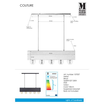 Markslöjd 107037 - Полилей на верижка COUTURE 5xE27/40W/230V