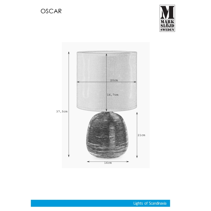Markslöjd 107068 - Настолна лампа OSCAR 1xE27/60W/230V