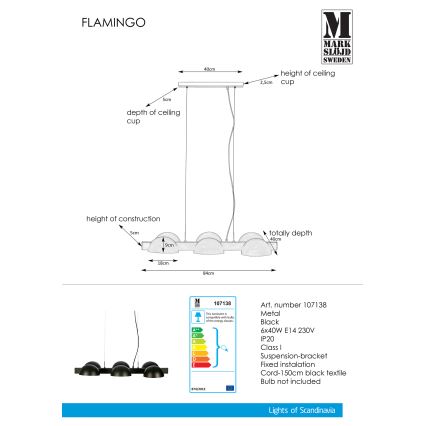 Markslöjd 107138 - Полилей на верижка FLAMINGO 6xE14/40W/230V черна