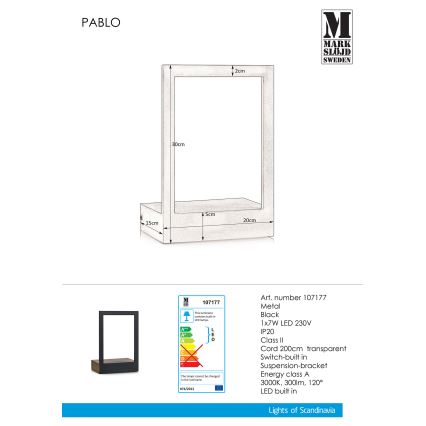 Markslöjd 107177 - LED Аплик с рамка PABLO LED/7W/230V