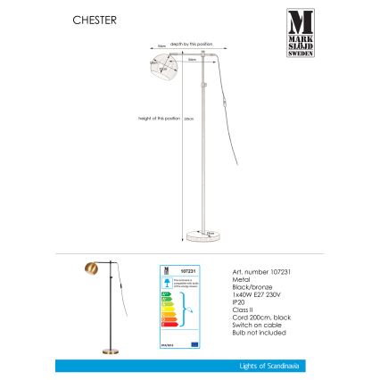 Markslöjd 107231 - Стояща лампа CHESTER 1xE27/40W/230V