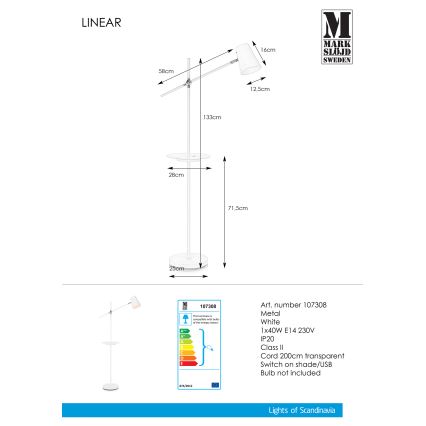 Markslöjd 107308 - Стояща лампа s USB LINEAR 1xE14/40W/230V