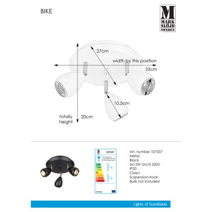 Markslöjd 107337 - Спот BIKE 3xGU10/12W/230V