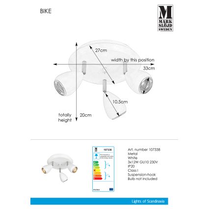 Markslöjd 107338 - Спот BIKE 3xGU10/12W/230V
