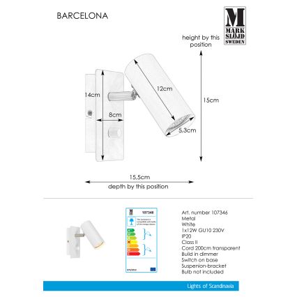 Markslöjd 107346 - Димируем стенен спот BARCELONA 1xGU10/12W/230V