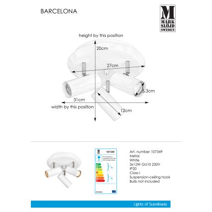 Markslöjd 107349 - Точково осветително тяло BARCELONA 3xGU10/12W/230V