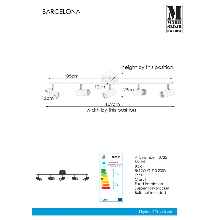 Markslöjd 107351 - Спот BARCELONA 5xGU10/12W/230V