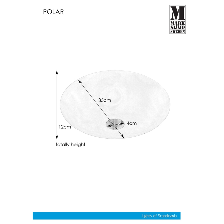 Markslöjd 107360 - Плафон POLAR 2xE14/40W/230V Ø 35 см