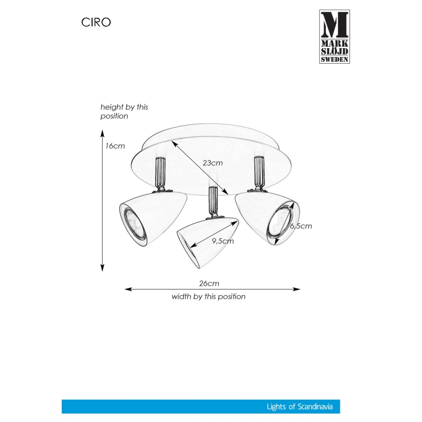 Markslöjd 107412 - Точково осветително тяло CIRO 3xGU10/35W/230V