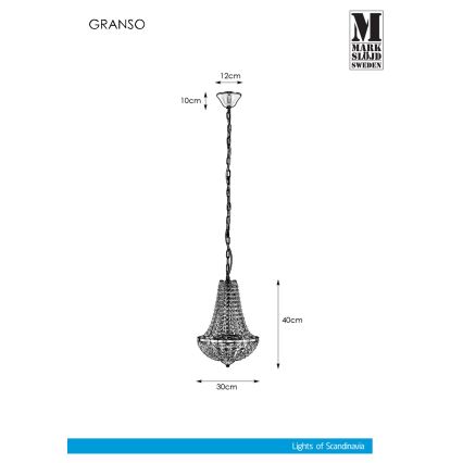 Markslöjd 107550 - Кристален За баня Полилей на верижка GRÄNSÖ 2xG9/20W/230V IP44