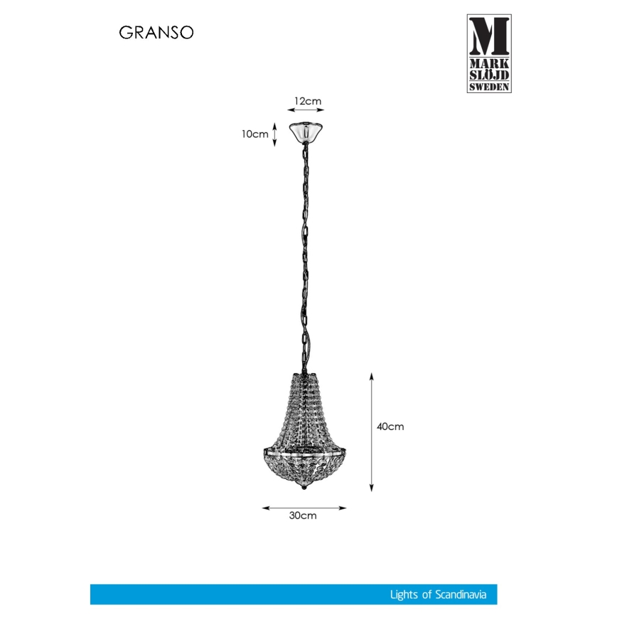 Markslöjd 107550 - Кристален За баня Полилей на верижка GRÄNSÖ 2xG9/20W/230V IP44
