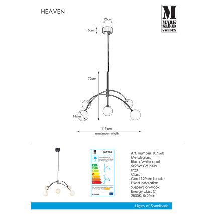 Markslöjd 107560 - Полилей на верижка HEAVEN 5xG9/28W/230V