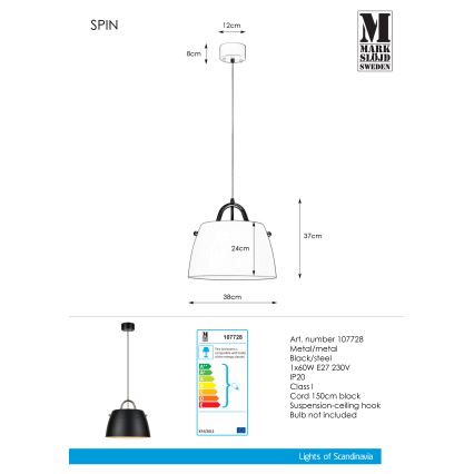 Markslöjd 107728 - Полилей на верижка SPIN 1xE27/60W/230V