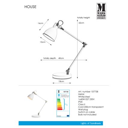 Markslöjd 107738 - Настолна лампа HOUSE 1xE27/40W/230V