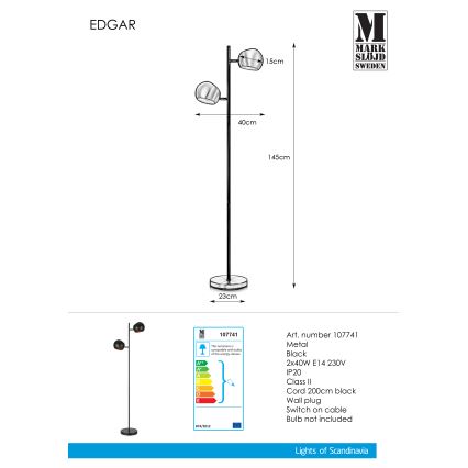 Markslöjd 107741 - Подова лампа EDGAR 2xE14/40W/230V