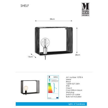Markslöjd 107814 - Стенна лампа SHELF 1xE27/60W/230V
