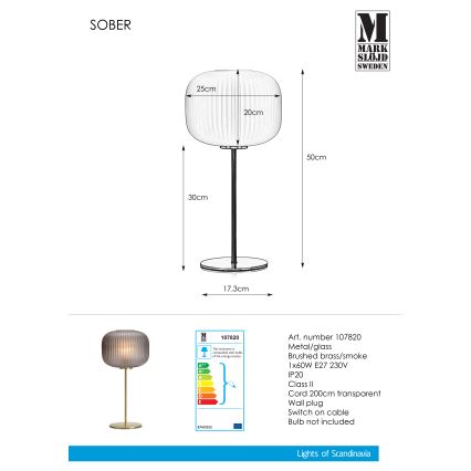 Markslöjd 107820 - Настолна лампа SOBER 1xE27/60W/230V месинг