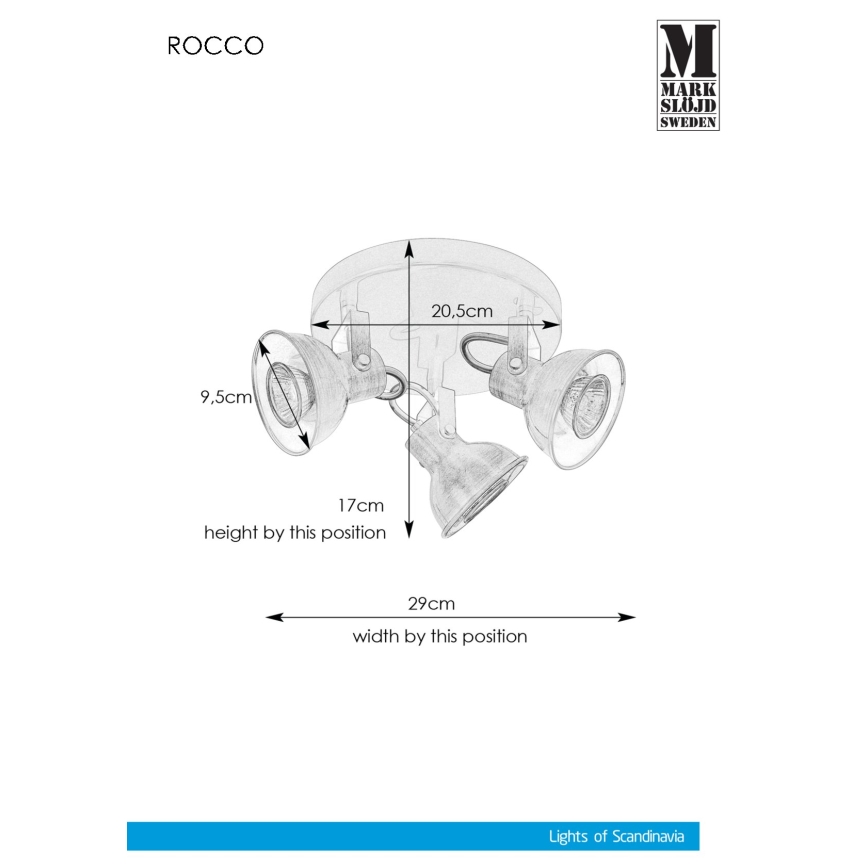 Markslöjd 107852 - Прожектор, луна ROCCO 3xGU10/7W/230V