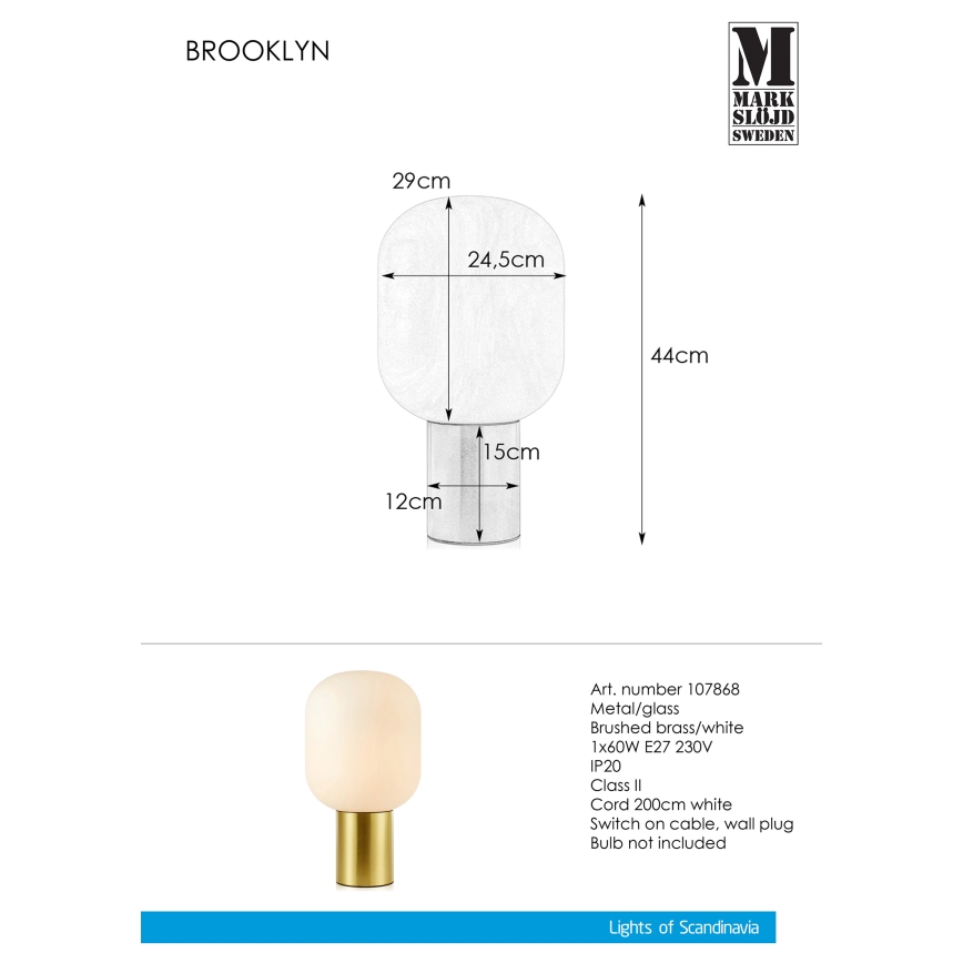 Markslöjd 107868 - Настолна лампа BROOKLYN 1xE27/60W/230V