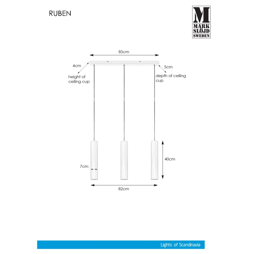 Markslöjd 107883 - Полилей на въже RUBEN 3xGU10/35W/230V