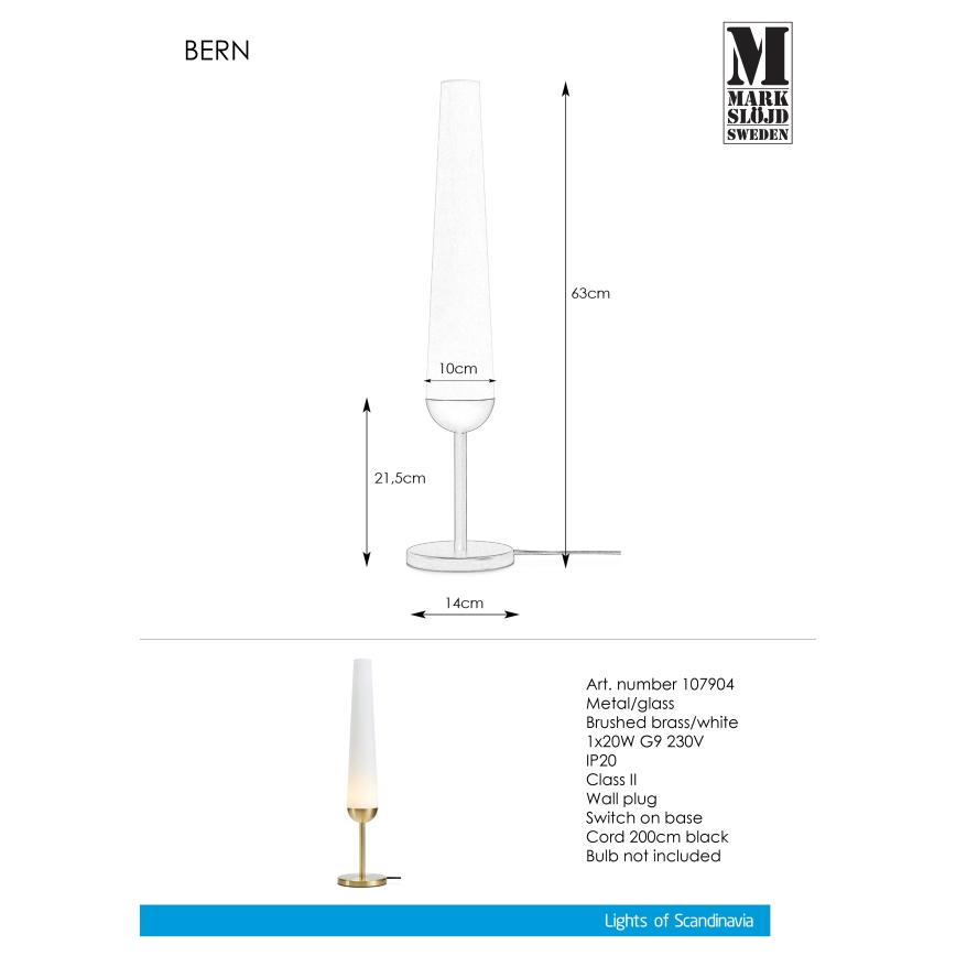 Markslöjd 107904 - Настолна лампа BERN 1xG9/20W/230V
