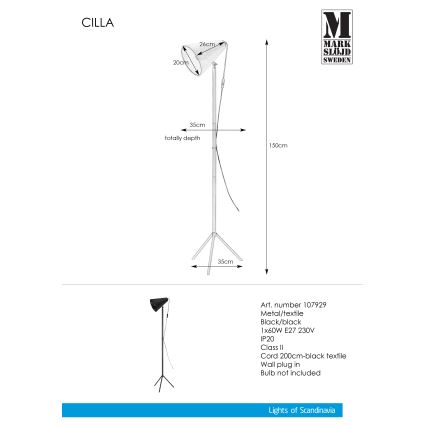 Markslöjd 107929 - Подова лампа CILLA 1xE27/60W/230V