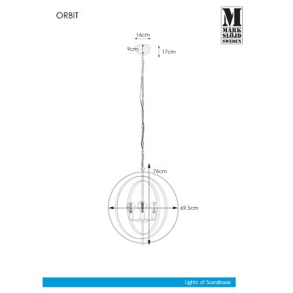 Markslöjd 107941 - Полилей на въже ORBIT 3xE27/60W/230V