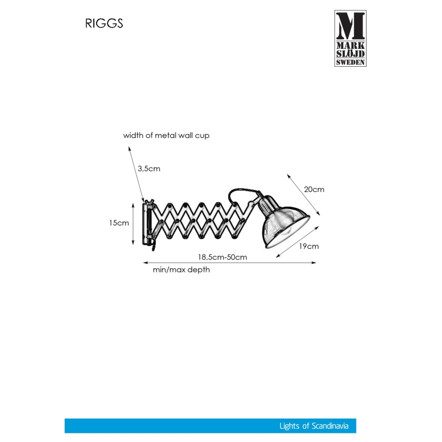 Markslöjd 108105 - Аплик RIGGS 1xE27/60W/230V черен