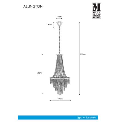Markslöjd 108125 - Висящ кристален полилей ALLINGTON 3xE14/25W/230V