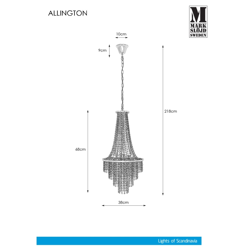 Markslöjd 108125 - Висящ кристален полилей ALLINGTON 3xE14/25W/230V