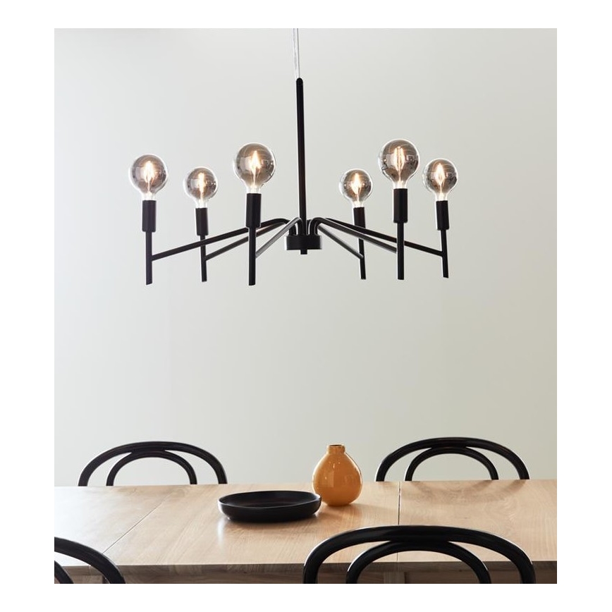 Markslöjd 108209 - Висящ полилей MONARCH 6xE14/18W/230V черен