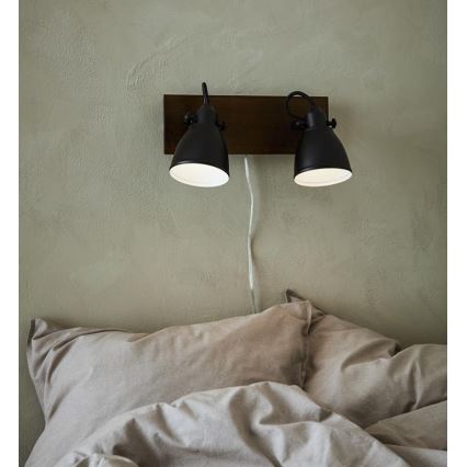 Markslöjd 108213 - Спот аплик NATIVE 2xE14/18W/230V черен/кафяв