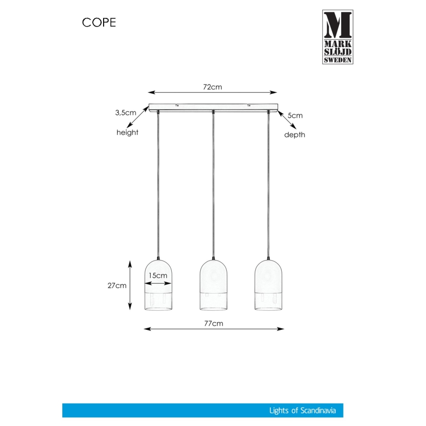 Markslöjd 108226 - Висящ полилей COPE 3xE14/18W/230V