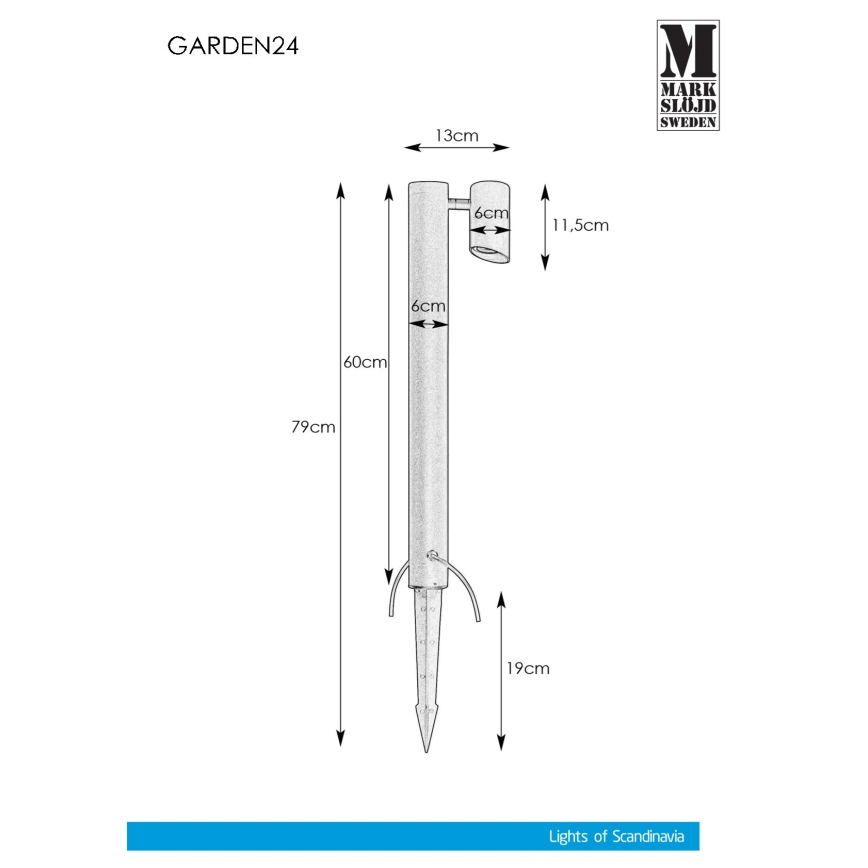 Markslöjd 108485 - LED външна лампа GARDEN24 LED/6W/24V 60 см IP44 черна