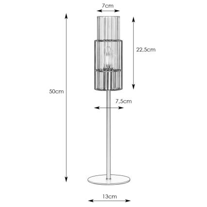 Markslöjd 108557 - Настолна лампа TUBO 1xE14/40W/230V 50 cm лъскав хром/прозрачен